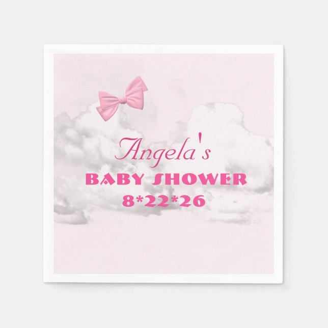 Pink Bows Baby Shower Personalized  Serviette (Vorderseite)