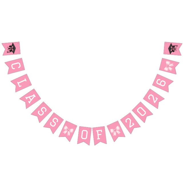 Pink Bows Class Of 2026 Graduation Party Wimpelkette (Alle)