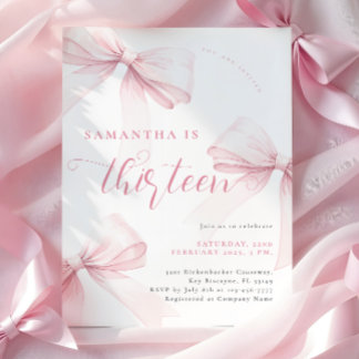 Pink Bows Dreizehn Geburtstag Einladung