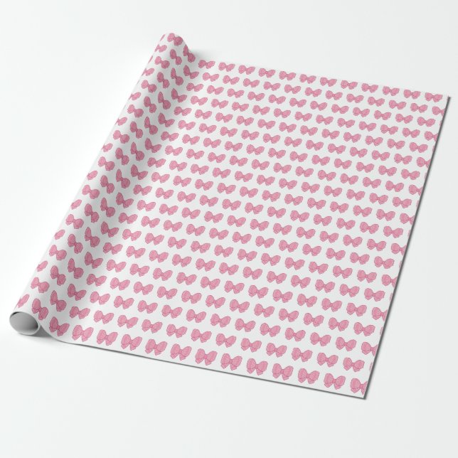 Pink Bows Girly Gift Paper Geschenkpapier (Ungerollt)