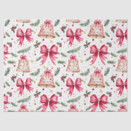 Pink Bows Gold Bells Weihnachten Seidenpapier