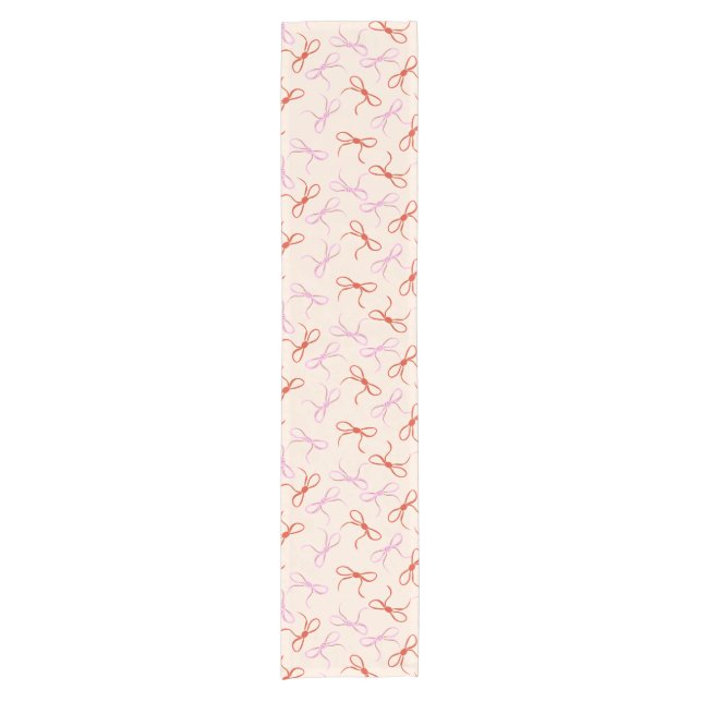 Pink Bows - Preppy Red and Pink Coquette Ästhetik Kurzer Tischläufer (Vorderseite)