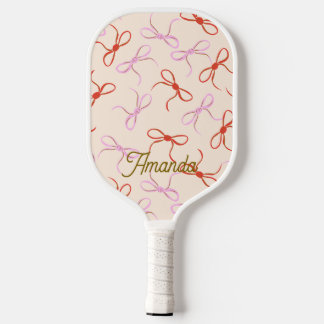 Pink Bows - Preppy Red and Pink Coquette Ästhetik Pickleball Schläger