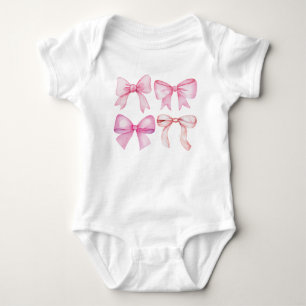 Pink Bows Wasserfarbe Baby Strampler