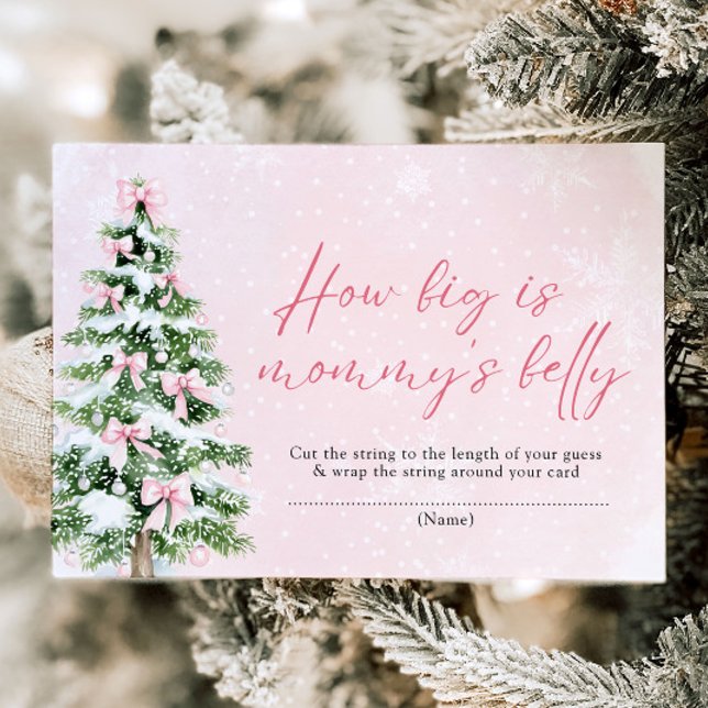 Pink Bows Weihnachten Wie groß ist Mama's Bly Game Einladung (Pink Bows Christmas How Big is Mommy's Belly Game )