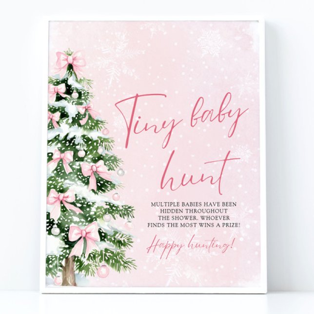 Pink Bows Weihnachtsbaum Tiny Baby Hunt Game Poster (Pink Bows Christmas Tree Tiny Baby Hunt Game Sign)