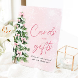Pink Bows Weihnachtsbaumkarten und Geschenke Unter Sockelschild
