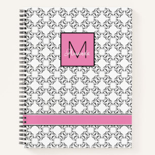 Pink Box auf Schwarz-Weiß-Muster Notizbuch