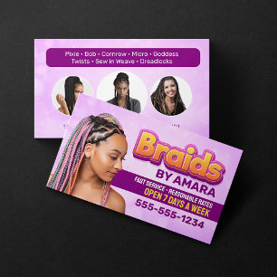Pink Braids Salon Afrikanische Haar Flechtfrisuren Visitenkarte