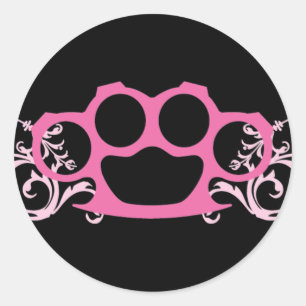 Pink Brass Knuckles Runder Aufkleber