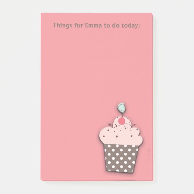 Pink-braune Cupcake ist Personalisiert zu führen Post-it Klebezettel (Vorderseite)
