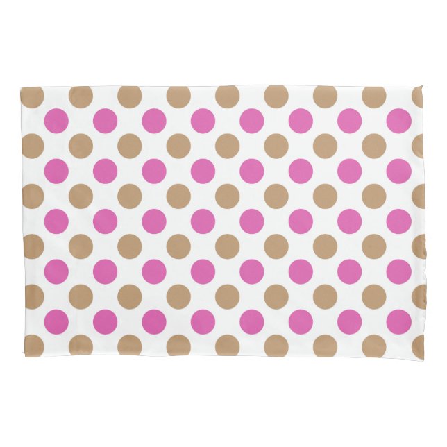 Pink-braune Polka-Punktmuster Kissenbezug (Vorderseite)