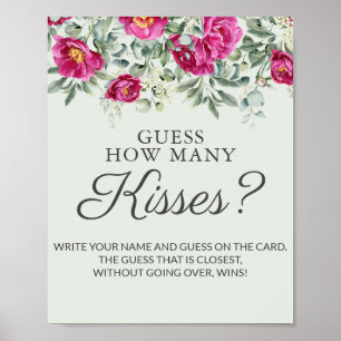 Pink Brautparty Guess Kisses Game Poster