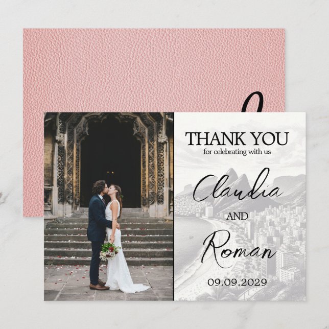 Pink Brazil Passport Dankeskarte (Vorne/Hinten)