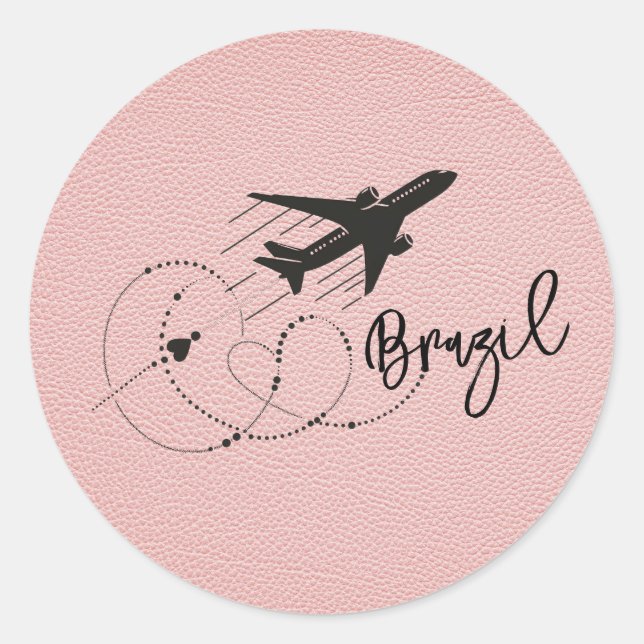 Pink Brazil Passport Runder Aufkleber (Vorderseite)