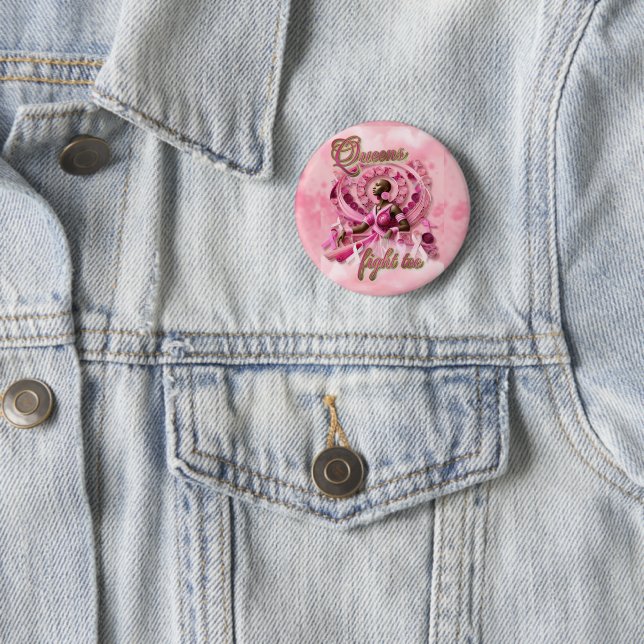 Pink Breast Cancer Awareness Black Woman Button (Beispiel)