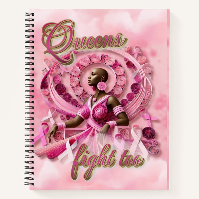 Pink Breast Cancer Awareness Black Woman Notebook Notizbuch (Vorderseite)