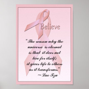 Pink Breast Cancer Glaube Poster Lao Tzu Zitat