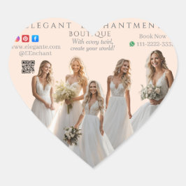 Pink Bridal Bliss Celebrate Love Happiness Wedding Herz-Aufkleber