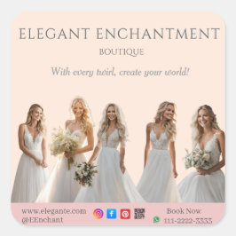 Pink Bridal Bliss Celebrate Love Happiness Wedding Quadratischer Aufkleber