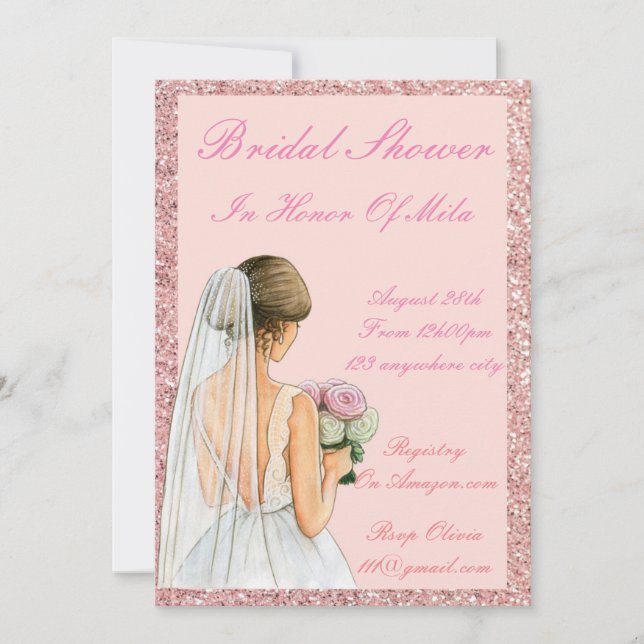PINK BRIDAL SHOWER EINLADUNG (Vorderseite)