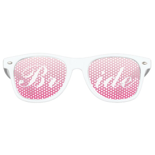 Pink Bride in Script Wedding Sonnenbrille (Vorderseite)