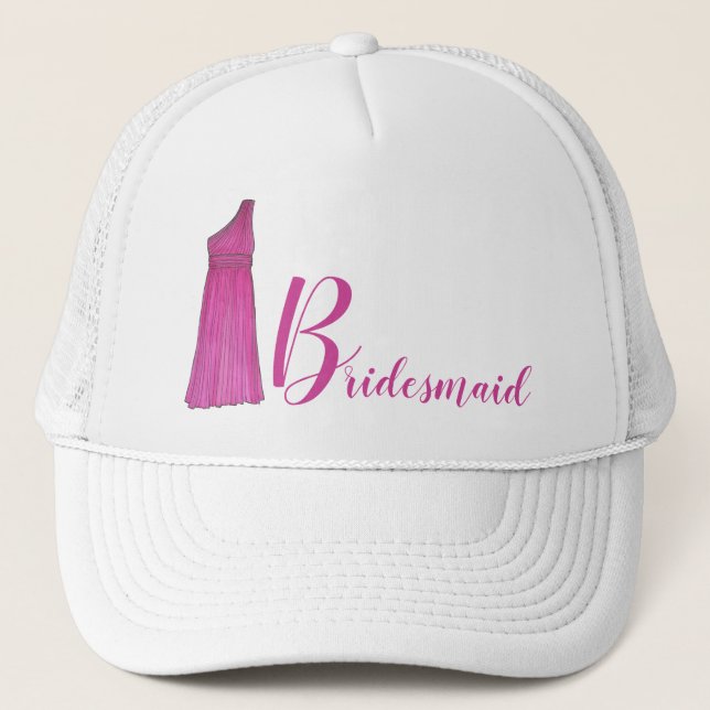 Pink Bridesmaid Brautparty Gown Wedding-Geschenk Truckerkappe (Vorderseite)