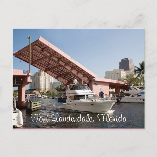Pink Bridge in Fort Lauderdale Bay, Florida Postkarte (Vorderseite)