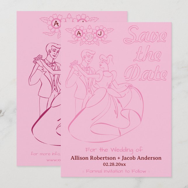 Pink Bright & fett Hochzeit Sichern Sie das Datum Save The Date (Vorne/Hinten)