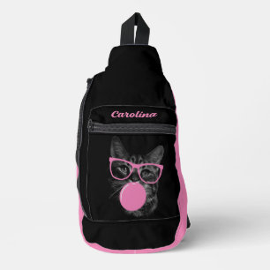 Pink-Brille und Kaugummi Crossbody Bag