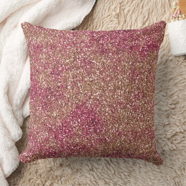 Pink Bronze Ombre Sparkle Glitzer Kissen (Decke)