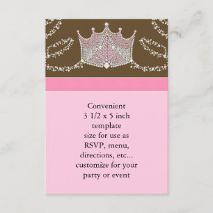 Pink Brown Baby Girl Princess Baby Dusche UAWG RSVP Karte