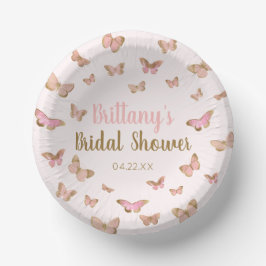 Pink Brown Butterfly Themed Brautparty Pappteller