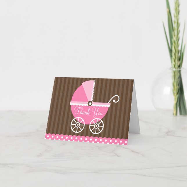 Pink Brown Carriage Dots Danke (Vorderseite)