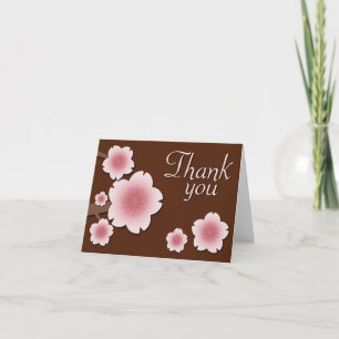 Pink & Brown Cherry Blossom Danke Karte
