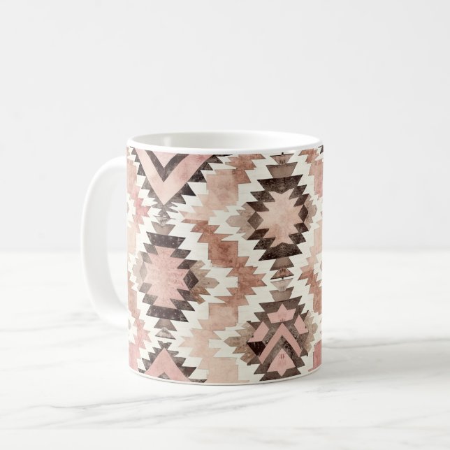 Pink Brown Cowgirl Southwestern Tribal Kaffeetasse (Vorderseite Links)