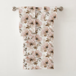 Pink Brown Cowgirl Südwest Floral Badhandtuch Set