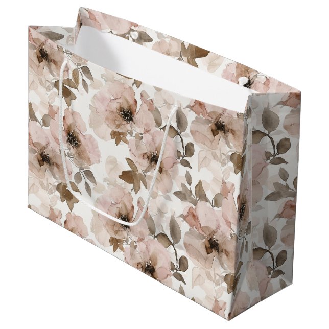 Pink Brown Cowgirl Südwest Floral Große Geschenktüte (Vorderseite Schrägansicht)