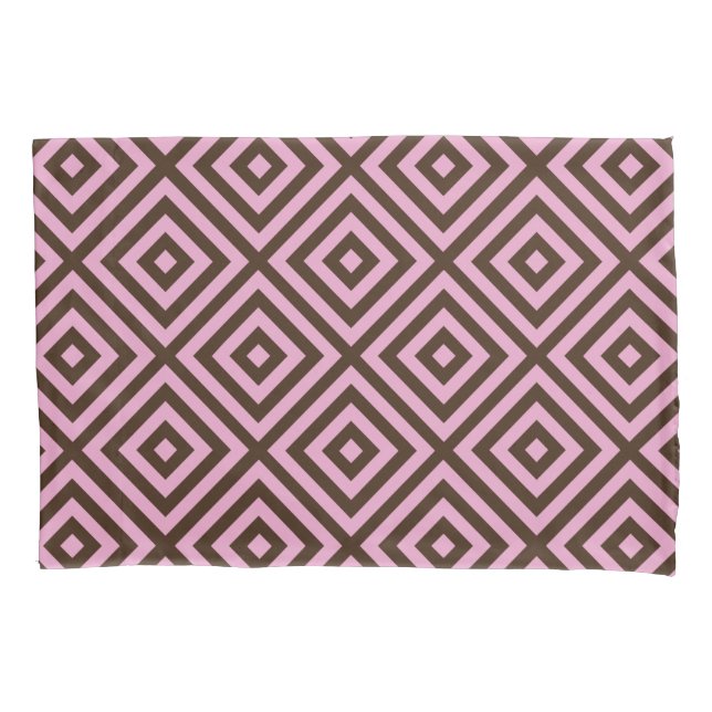 Pink Brown Diamond Muster Pillowcase Kissenbezug (Vorderseite-Links)