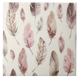 Pink Brown Feathers Fliese