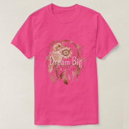 Pink Brown Floral Dream Catcher T-Shirt