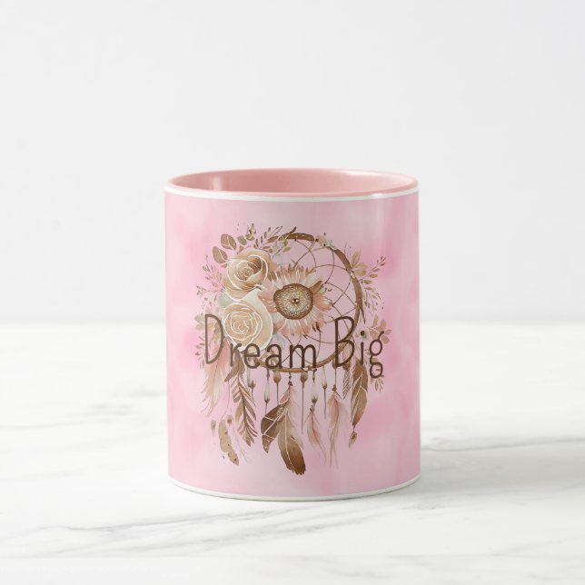 Pink Brown Floral Dream Catcher Tasse (Zentrum)