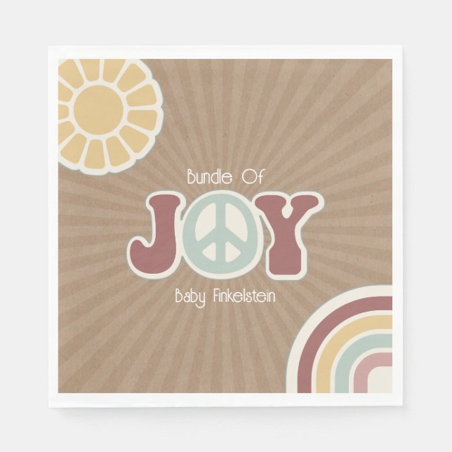 Pink Brown Hippie Baby Shower Serviette (Vorderseite)