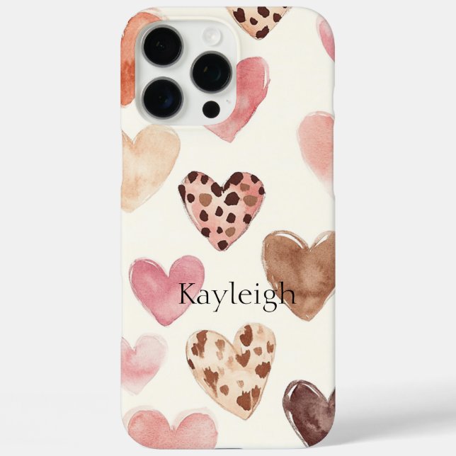 Pink Brown Leopard Druckerhitze iPhone 16 Pro Max Hülle (Rückseite)