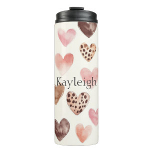 Pink Brown Leopard Druckerhitze Thermosbecher