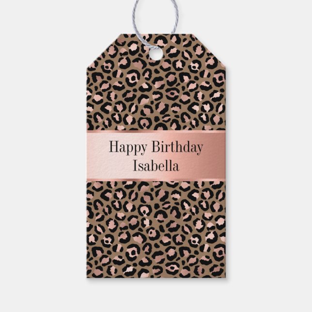 Pink Brown Leopard Geschenkanhänger (Vorderseite)