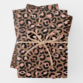 Pink Brown Leopard Geschenkpapier Set