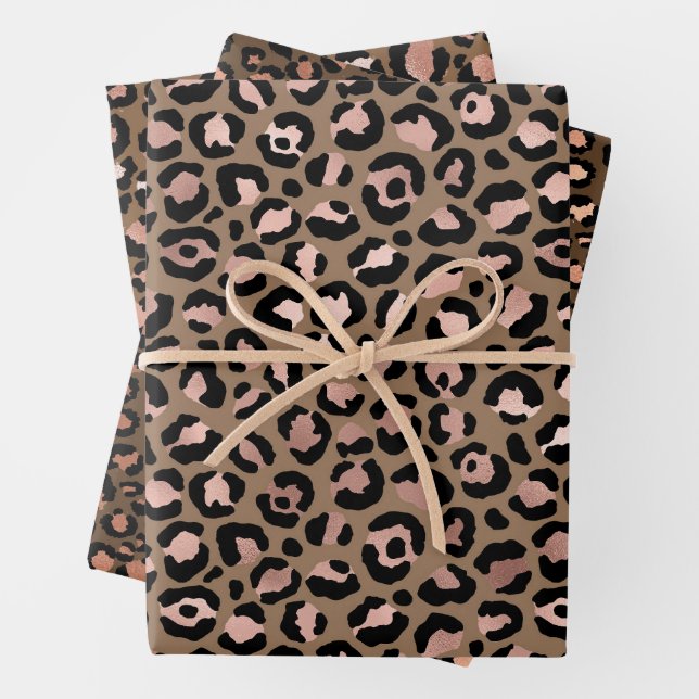 Pink Brown Leopard Geschenkpapier Set (Beispiel)