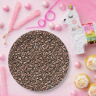 Pink Brown Leopard Pappteller