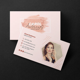 Pink Brown Makeup Artist Lashes Brows Foto Salon Visitenkarte